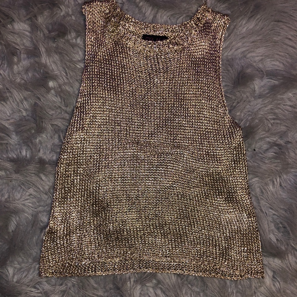 Metallic Gold Sheer Top